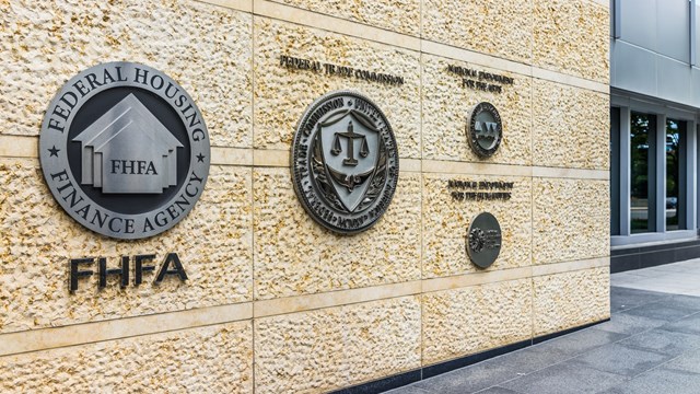 Washington DC, USA - July 3, 2017: Federal Trade Commission and Housing Finance Agency seals in downtown with closeup of sign and logo