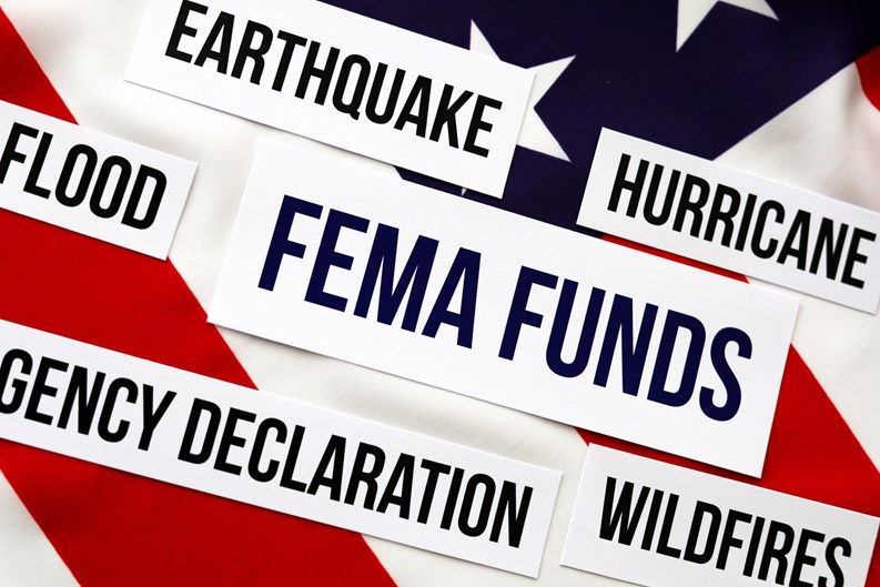 Logo FEMA with United State of America flag, Federal Emergency Management Agency Government Management